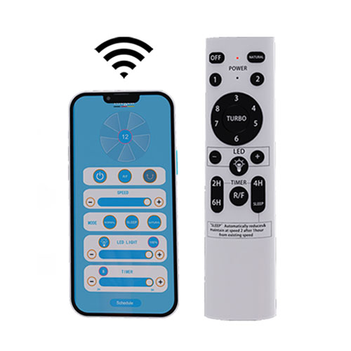 Illustration of optional phone and remote control for a ceiling fan