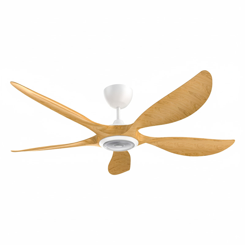 Wood Modern 5-blade DC ceiling fan with LED light