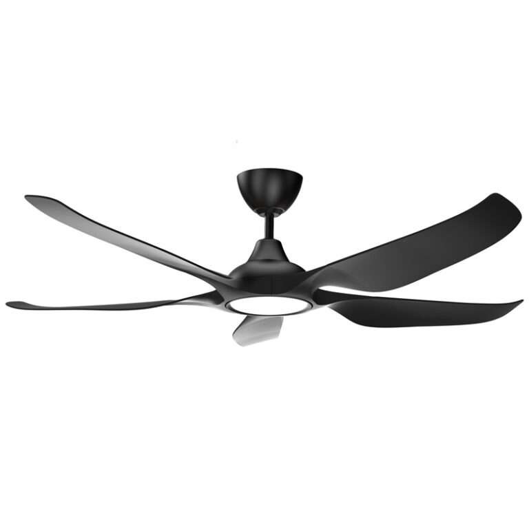 Modern 5-blade DC ceiling fan with LED light